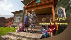  Presentation with rural women - Presentation design consisting of ladva-vepsia-leningrad-reg-russia background and a tawny brown colored foreground