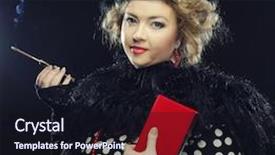  Presentation with 1920s - Slide set enhanced with lady 1920s - retro portrait of beautiful woman background and a wine colored foreground