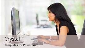  Presentation with office - Presentation consisting of lady computer - beautiful businesswoman working in office background and a soft green colored foreground