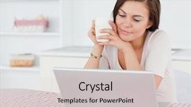  Presentation with real woman hair texture human - Presentation with lady computer - cute dark-haired woman using her background and a light gray colored foreground