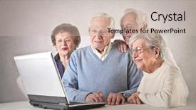  Presentation with lady - Beautiful PPT theme featuring lady computer - technologic oldies backdrop and a soft green colored foreground