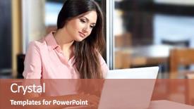  Presentation with plants in office - Colorful presentation theme enhanced with lady computer - young woman working with laptop backdrop and a red colored foreground