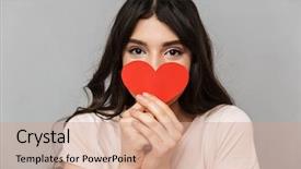  Presentation with hearing clinicyoung lady - Presentation theme consisting of lady covering face with heart background and a coral colored foreground