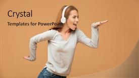  Presentation with dancing music grass - Slide deck consisting of lady dancing isolated while sing background and a coral colored foreground