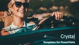  Presentation with driver - Amazing slide set having lady driver in a classic backdrop and a ocean colored foreground