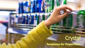  Presentation with merchandise - Audience pleasing presentation design consisting of lady food - closeup selection of merchandise backdrop and a tawny brown colored foreground