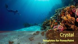  Presentation with underwater - PPT layouts with lady free diver swimming underwater background and a tawny brown colored foreground