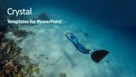  Presentation with swimming - Colorful slide deck enhanced with lady free diver swimming backdrop and a ocean colored foreground