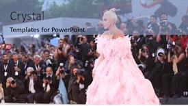  Presentation with red star - PPT theme enhanced with lady-gaga-walks-the-red background and a light blue colored foreground