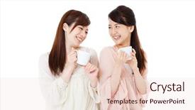  Presentation with movements of women in asia - Cool new presentation theme with lady group - beautiful young women drinking coffee backdrop and a lemonade colored foreground
