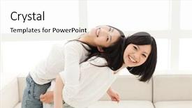  Presentation with movements of women in asia - PPT theme featuring lady group - beautiful young women portrait background and a white colored foreground