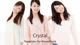  Presentation with women - Theme featuring lady group - beautiful young women portrait background and a lemonade colored foreground