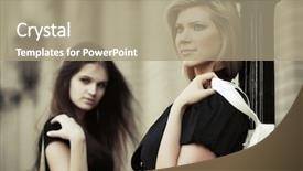  Presentation with two black women - PPT theme having lady hand bag - two young fashion women background and a  colored foreground