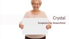  Presentation with white blank notebook silver - Beautiful presentation theme featuring lady holding a blank white backdrop and a sky blue colored foreground