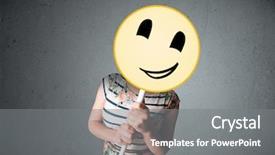  Presentation with skin anatomy face and head - Slide deck consisting of lady holding a yellow smiley background and a gray colored foreground