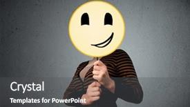  Presentation with skin anatomy face and head - Theme consisting of lady holding a yellow smiley background and a dark gray colored foreground