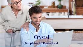  Presentation with old lady cartoon - PPT layouts featuring lady how to use computer background and a light blue colored foreground