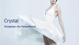  Presentation with digital lady leader - Cool new presentation theme with lady in a billowing white backdrop and a sky blue colored foreground