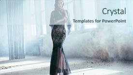  Presentation with beauty and fashion - Presentation having lady in ruins evening dress background and a sky blue colored foreground