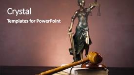  Presentation with judge gavel or law hammer - Theme enhanced with lady justice - hammer and god of law background and a tawny brown colored foreground