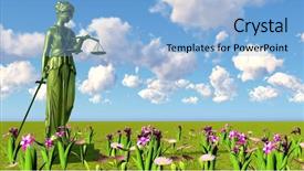  Presentation with lady justice - Presentation theme featuring lady of justice flowers background and a light blue colored foreground