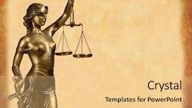  Presentation with lady justice - Amazing PPT theme having lady of justice on brown backdrop and a blonde colored foreground