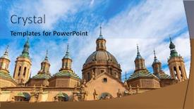  Presentation with lady - Slides having lady-of-the-pillar-basilica background and a light blue colored foreground