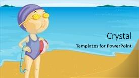  Presentation with vector - Slide set consisting of lady on the beach background and a light blue colored foreground