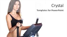  Presentation with machine - Colorful presentation theme enhanced with lady on the xtrainer machine backdrop and a  colored foreground