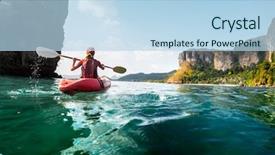  Presentation with kayak - Beautiful presentation theme featuring lady paddling the kayak backdrop and a light blue colored foreground
