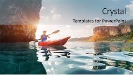  Presentation with kayak - Colorful presentation design enhanced with lady paddling the kayak backdrop and a light blue colored foreground