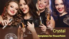  Presentation with club - Presentation having lady party - four beautiful stylish girls singing background and a tawny brown colored foreground