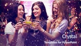 Presentation with red gold - PPT layouts featuring lady party - friends with drinks against gold background and a  colored foreground