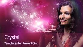  Presentation with 5 stars five star rating - Beautiful presentation design featuring lady party - girl blowing magic stars backdrop and a violet colored foreground