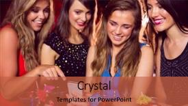  Presentation with what is thing used in looking for far object - Colorful slide deck enhanced with lady party - pretty friends looking at smartphone backdrop and a red colored foreground