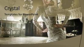  Presentation with lady - Theme with lady posing in a vintage background and a coral colored foreground