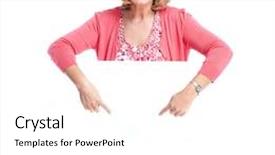  Presentation with woman praying over bible - Presentation theme consisting of lady presenter - senior smiling woman with banner background and a  colored foreground