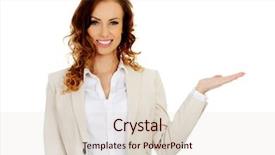  Presentation with weight loss woman showing - Audience pleasing slide deck consisting of lady presenter - woman showing something on palm backdrop and a lemonade colored foreground