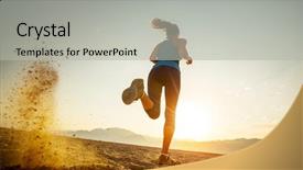  Presentation with lady - Colorful PPT theme enhanced with lady running in the desert backdrop and a light gray colored foreground