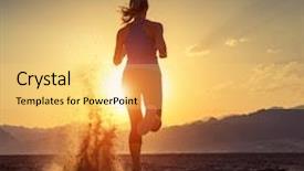  Presentation with sun desert - Audience pleasing PPT theme consisting of lady running in the desert backdrop and a  colored foreground