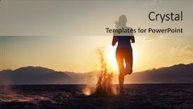  Presentation with lady - Beautiful slide deck featuring lady running in the desert backdrop and a mint green colored foreground