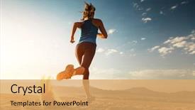  Presentation with lady - Beautiful PPT theme featuring lady running in the desert backdrop and a yellow colored foreground