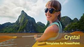  Presentation with kayak - Theme enhanced with lady sitting in the kayak background and a  colored foreground