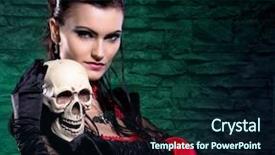  Presentation with halloween - Theme consisting of lady vampire in the dungeon background and a wine colored foreground