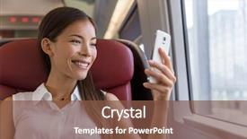  Presentation with mobile games - Slides featuring lady watching video holding mobile background and a tawny brown colored foreground