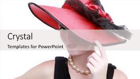  Presentation with red and white abstract - Slide set featuring lady wearing a red hat background and a light gray colored foreground