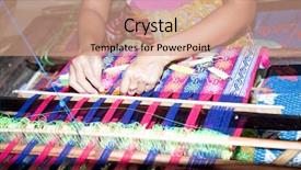  Presentation with indonesia - PPT theme consisting of lady weaving sade lombok indonesia background and a coral colored foreground