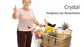  Presentation with groceries cart - PPT layouts featuring lady with a shopping cart background and a white colored foreground