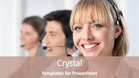  Presentation with call center reporting - PPT layouts consisting of lady working at call center background and a coral colored foreground