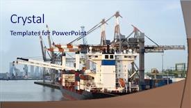  Presentation with container ship - Slides enhanced with laft - container ship moored background and a sky blue colored foreground